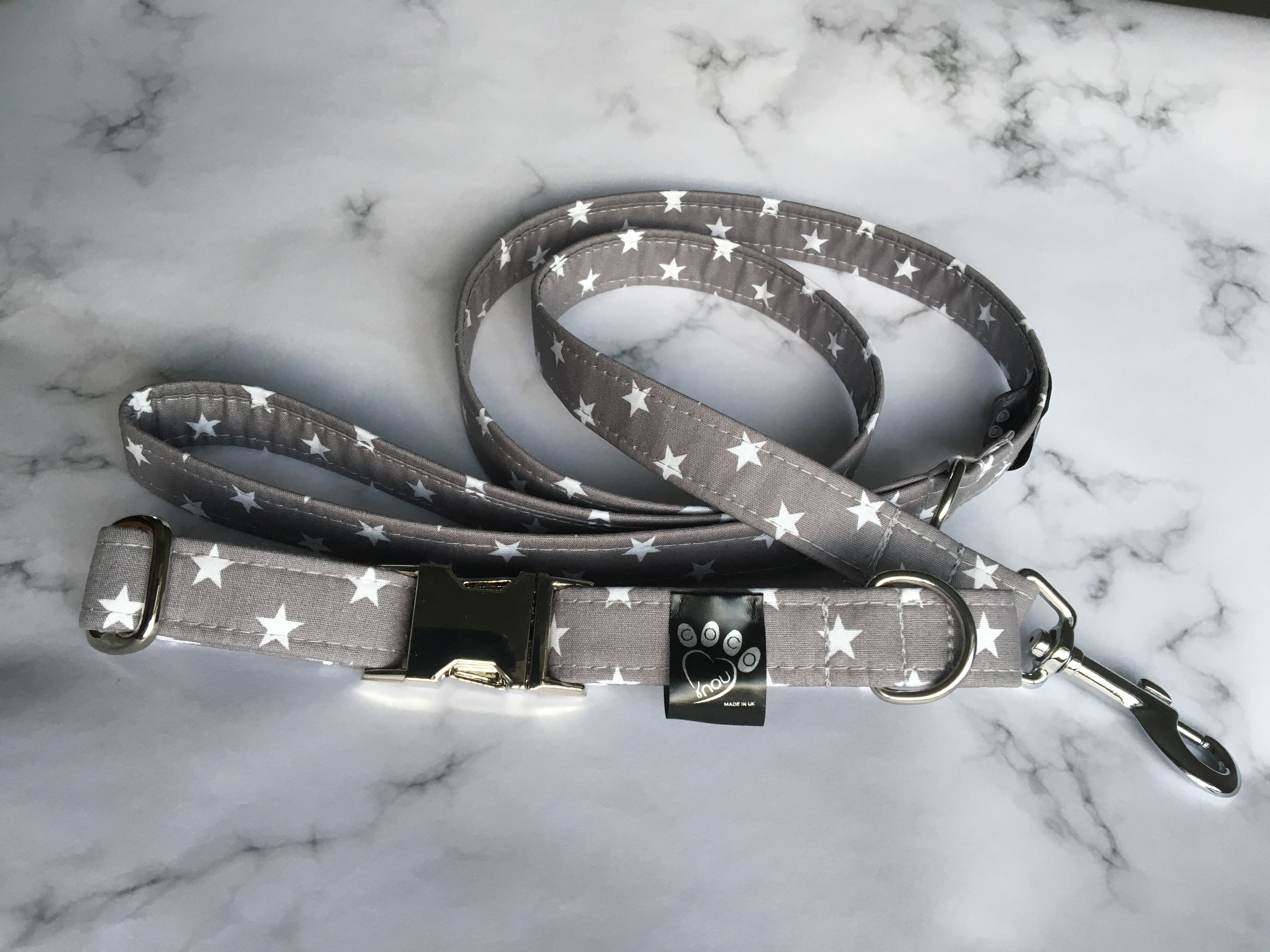 "Super-Star" Print Fabric Covered Collar and Lead Set