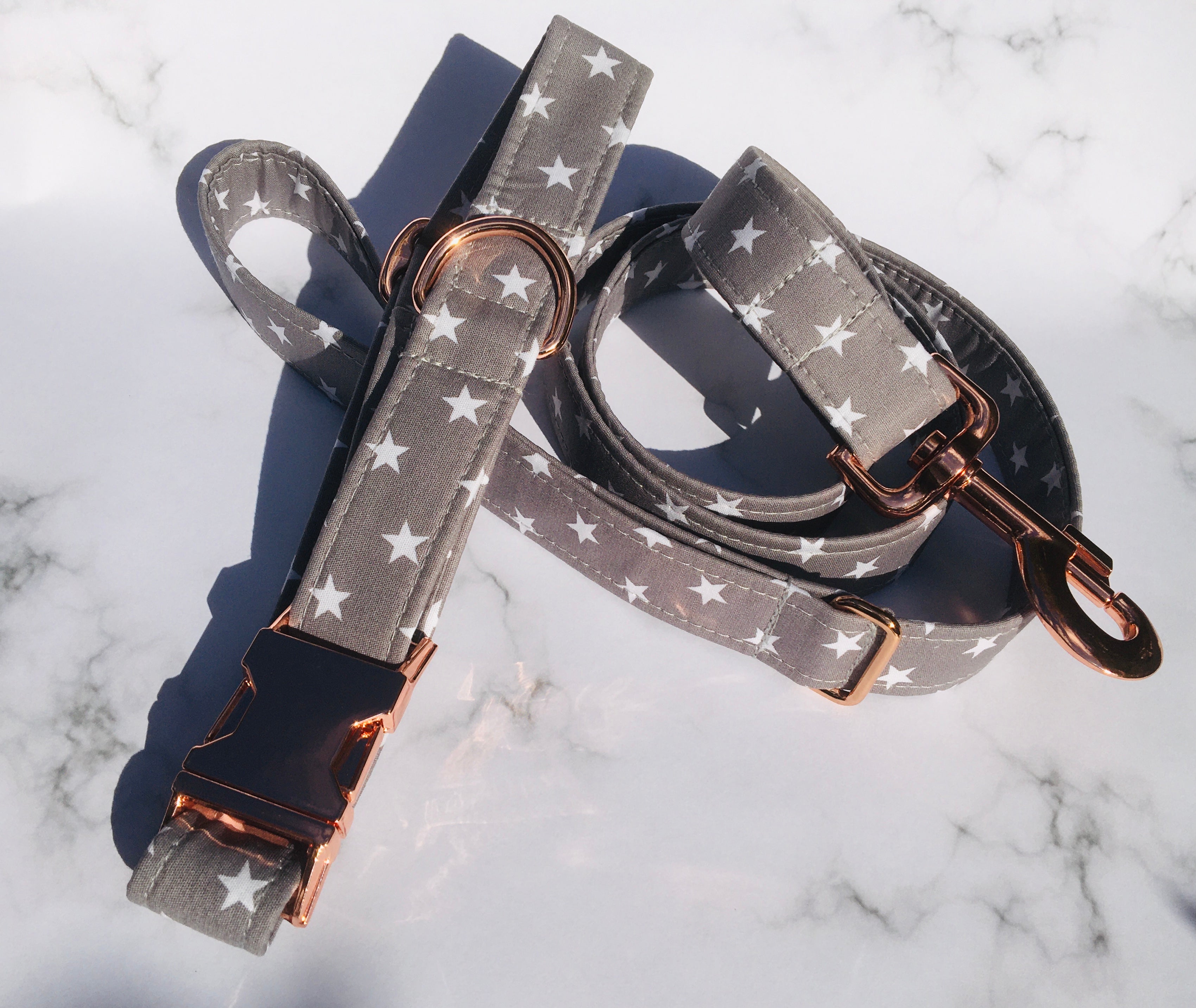 "Super-Star" Print Fabric Covered Collar and Lead Set