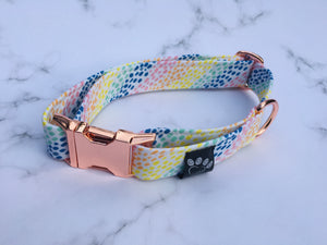 Rainbow Drops Fabric Covered Collar and Lead Set