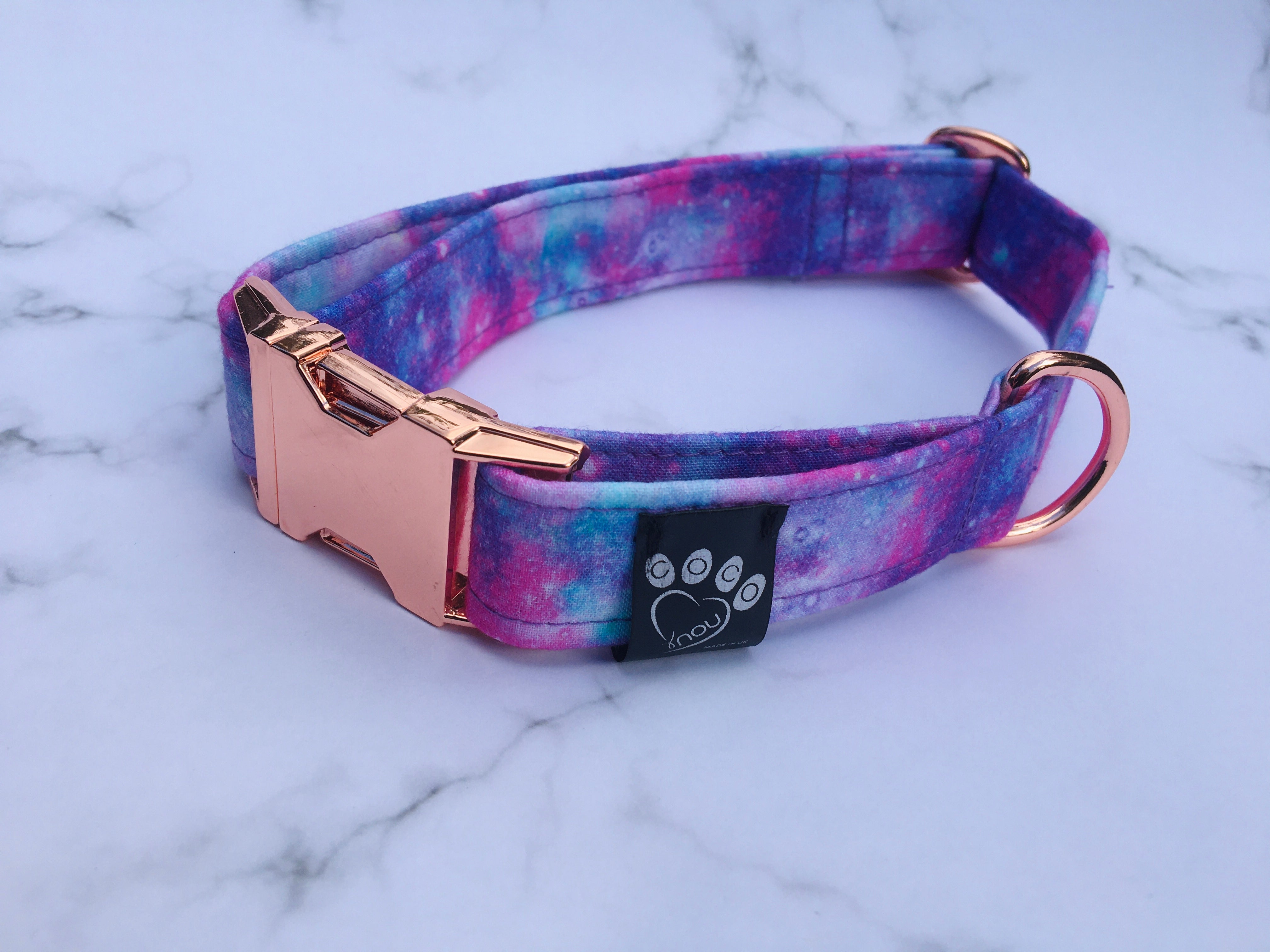 Galactic Print Fabric Covered Collar and Lead Set