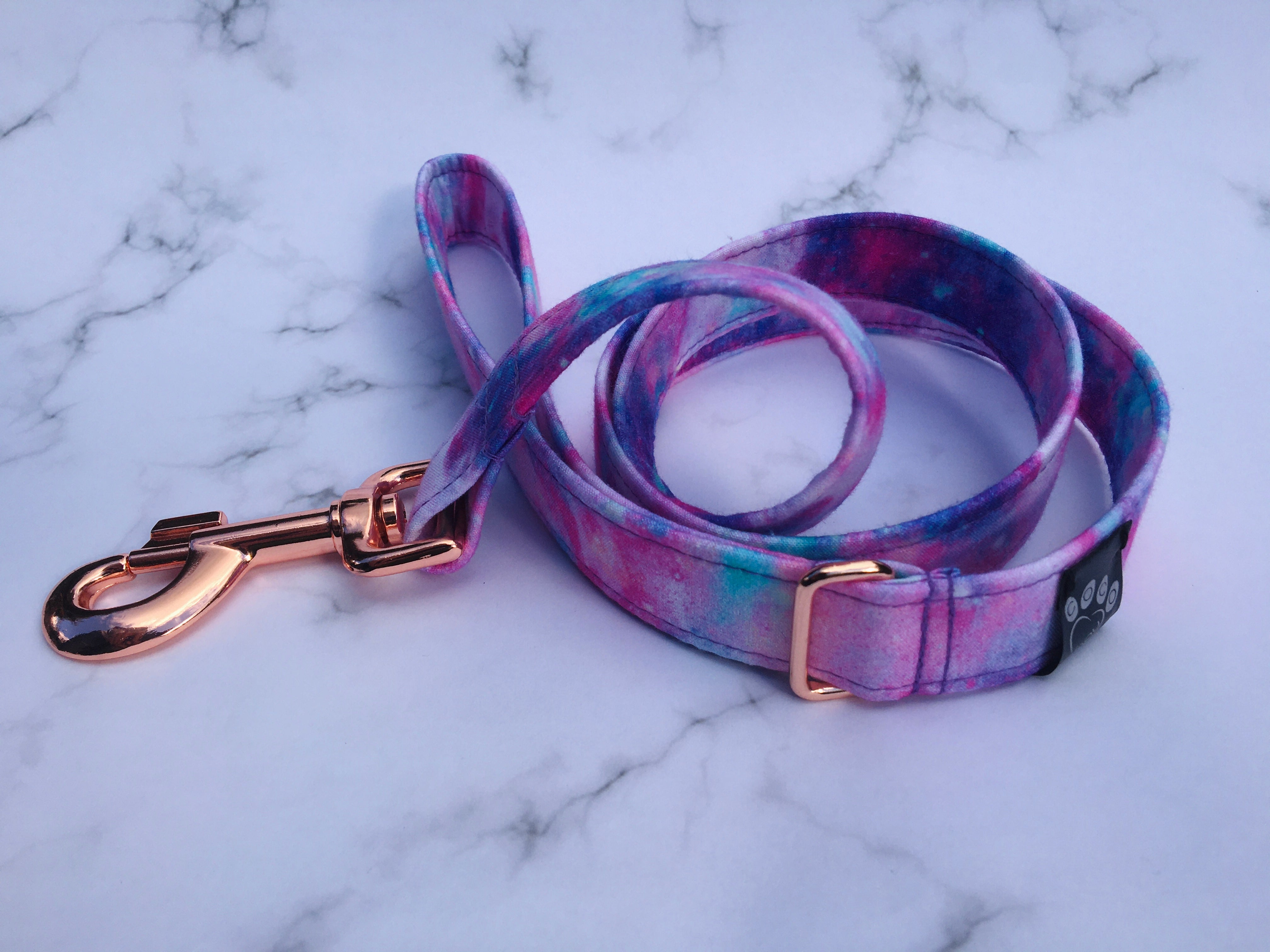 Galactic Print Fabric Covered Collar and Lead Set